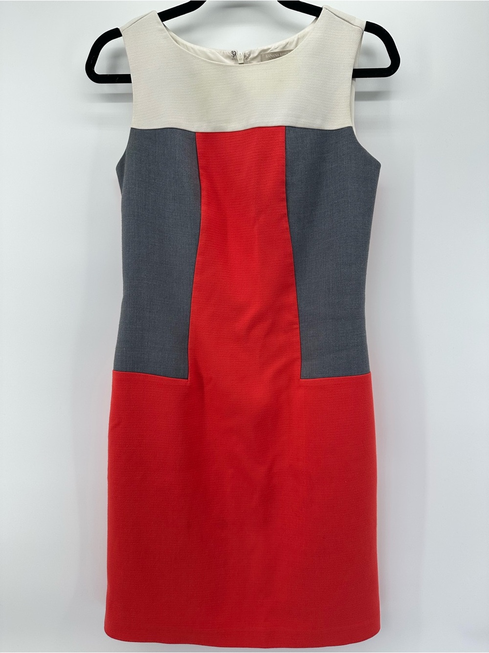 Banana Republic Red, Gray & Cream Colorblock Sleeveless Shift Dress